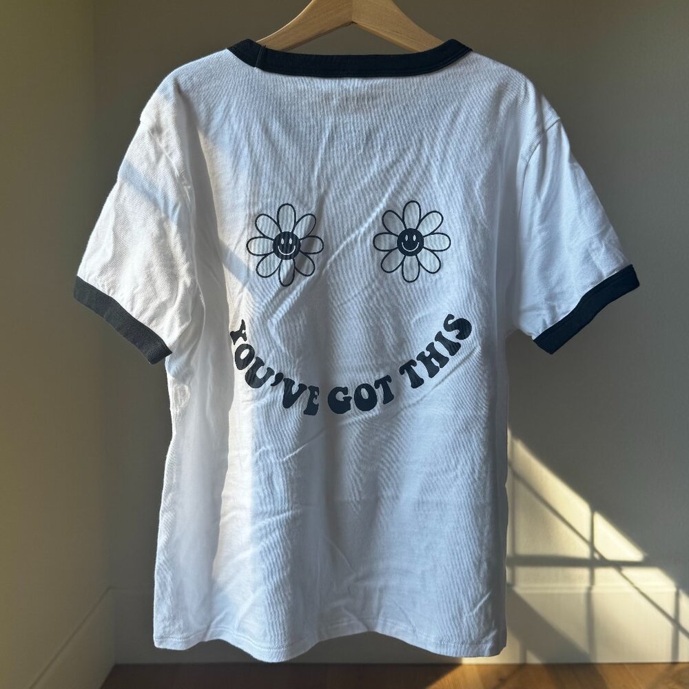 Aerie Happy Nation Ringer Tee | Girls M | Retro Cropped Cotton